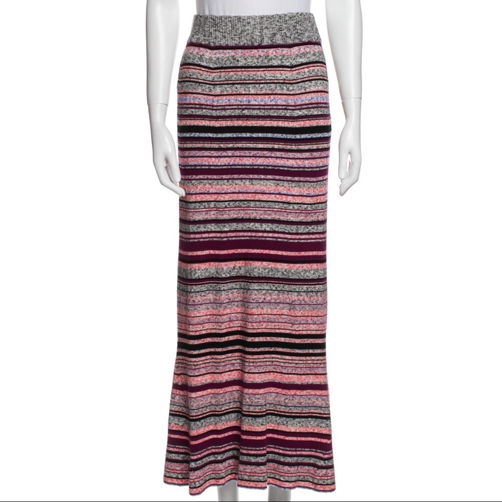 Tanya Taylor Knit Maxi Multi-Striped Skirt Size Large